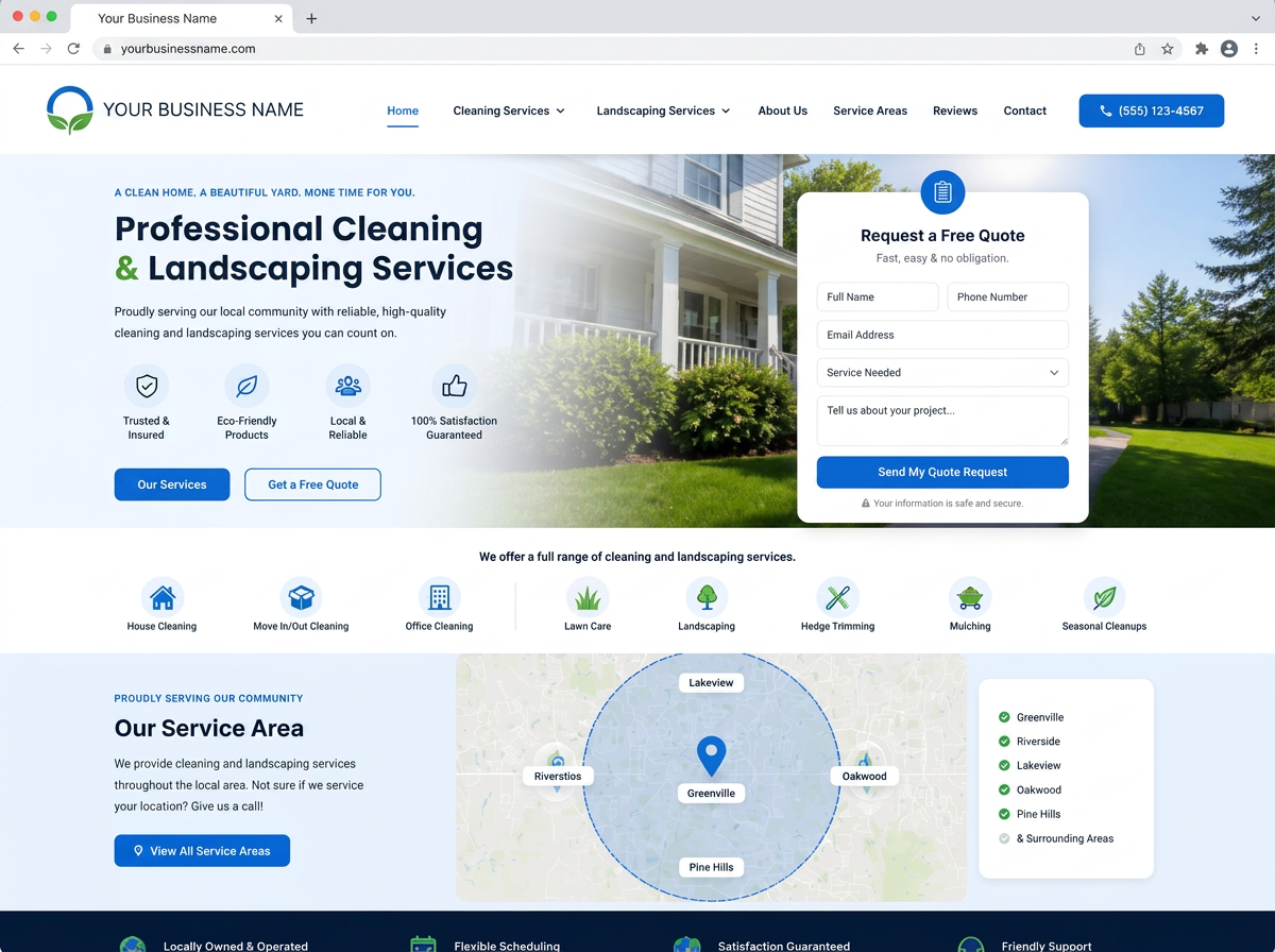 Your Business Name concept website design for a local service business